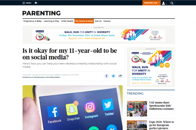 Is it okay for my 11-year-old to be on social media? – Dubai Psychologist, Dr. Lavina, in talks with Gulf News