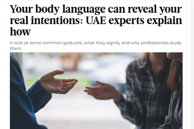 Your Body Language Can Reveal Your Real Intentions: UAE Expert, Dr. Nazli, Explains How